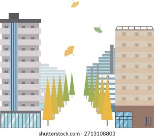Paisaje urbano con una calle arbolada
