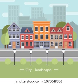 City landscape in flat design 