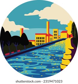 city landscape flat illustration logo design background
