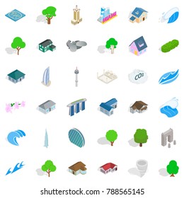 City landscape icons set. Isometric style of 36 city landscape vector icons for web isolated on white background