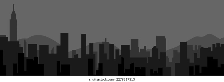 city landscape illustration at night. concept of buildings, urban, buildings, skyscrapers. vector illustration.