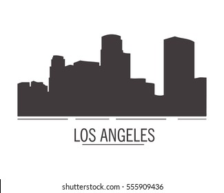 City landscape of los angeles in flat style. City silhouette.Down town American landscape with skyscrapers and high-rise buildings in flat style a vector.Isolated on white background.