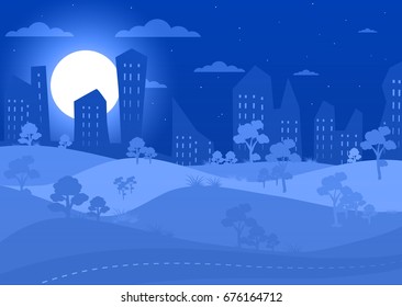 city landscape at night idea vector background.