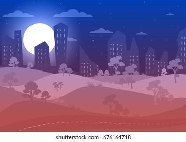 city landscape at night idea vector background.
