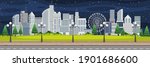 City landscape at night scene illustration