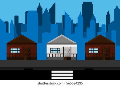 city landscape on morning.vector and illustration