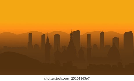 paisagem da cidade com montanhas panorâmicas