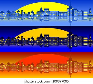 City landscape. A set of three options. EPS-8