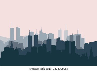 City landscape sihouette. Building town isolated background. Vector illustration