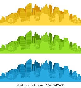 Stadtlandschaft. City Silhouette mit Fenstern. Vektorgrafik. Städtische Landschaft