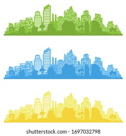 City landscape. City silhouette with windows. Vector Illustration