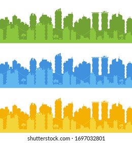 City landscape. City silhouette with windows. Vector Illustration