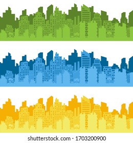 City landscape. City silhouette with windows. Vector Illustration