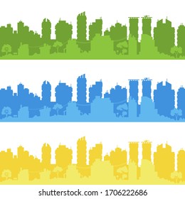 City landscape. City silhouette with windows. Vector Illustration