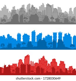 City landscape. City silhouette with windows. Vector Illustration