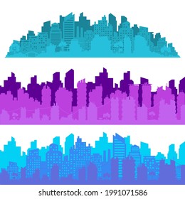 City landscape. City silhouette with windows. Vector Illustration