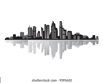 City landscape, silhouettes of houses black