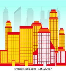 City Landscape With Skyscrapers