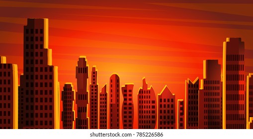 City landscape, skyscrapers view