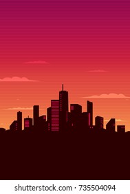 City Landscape Sunset Vintage Style Vector Stock Vector (Royalty Free ...