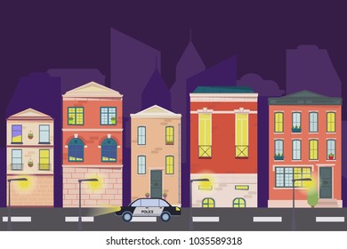 City landscape. Urban landscape in flat style. Vector illustration.
