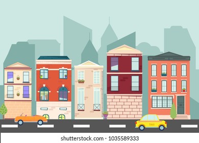 Sunny Day Small Town Street Cartoon Stock Vector (Royalty Free) 1679705563