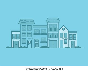 City landscape vector flat illustration.