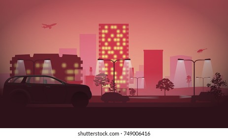 City landscape. Vector illustration, a flat style design.