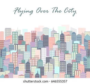 City landscape vector illustration. Urban skyline. Background with buildings in flat style.
