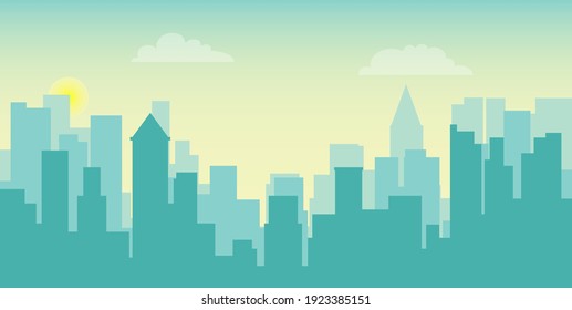 City landscape, view of a large metropolis. Vector, cartoon illustration. Vector.