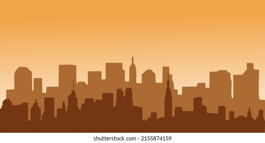 City landscape, view of a large metropolis. Vector, cartoon illustration. Vector.