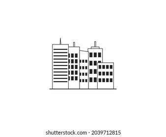 City, landscape, view, line flat. Vector illustration.