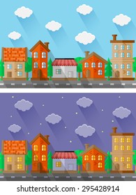 City landscapes. Flat design. Vector illustration. 