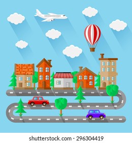 City landscapes. Flat design. Vector illustration.
