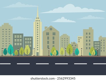City landscapes illustrations vector flat