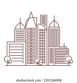 city landscapes line vector illustration