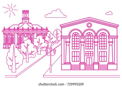city landscapes line vector illustration
