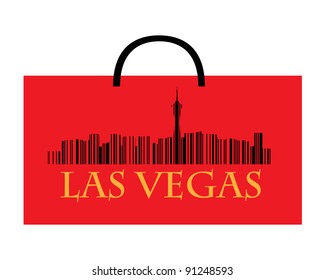 City of Las Vegas high-rise buildings skyline with shopping bag.