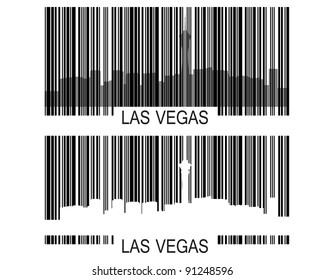 City of Las Vegas high-rise buildings skyline with barcode.