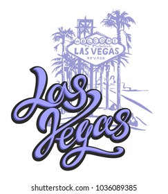 City Of Las Vegas.  Sketch.  The design concept for the tourism industry. Vector illustration.
