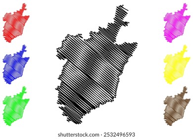 Cidade de Latrobe (Comunidade da Austrália, estado de Victoria, Vic) mapa ilustração vetorial, esboço de rabisco Shire de La Trobe mapa do Conselho