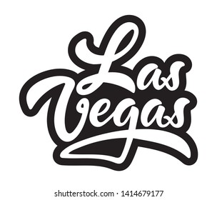 City lettering logo for Las Vegas, Nevada. Lucky for tourism in the United States of America. Calligraphic banner template. Vector illustration.