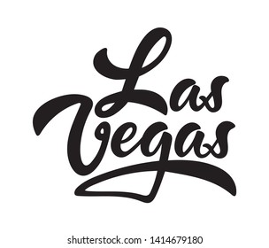 City lettering logo for Las Vegas, Nevada. Lucky for tourism in the United States of America. Calligraphic banner template. Vector illustration.