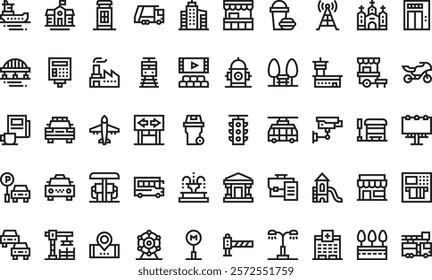 City life icons High-Quality Vector Icons Collection with Editable Stroke. Ideal for Professional and Creative Projects.