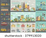 City life Infographic set with charts and other elements. Vector illustration.