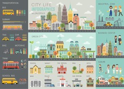 City Life Infographic Set With Charts And Other Elements. Vector Illustration.