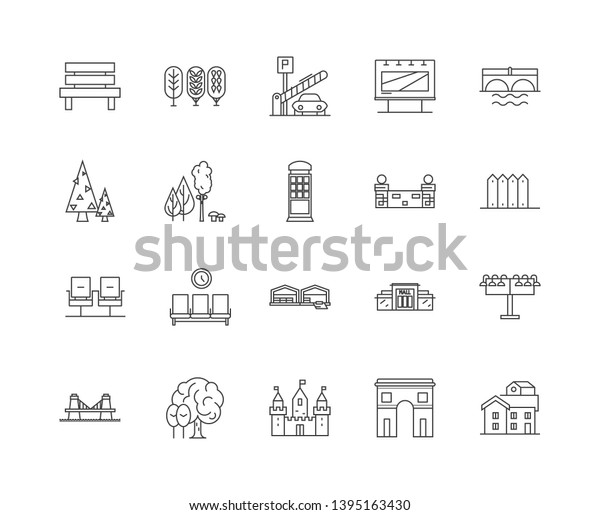 City life line icons, signs, vector set, outline\
illustration concept 