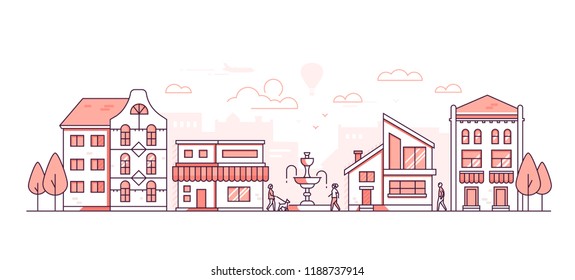 Vida de la ciudad - moderno diseño de línea delgada ilustración vectorial