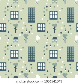 City life seamless pattern. Suitable for screen, print and other media.