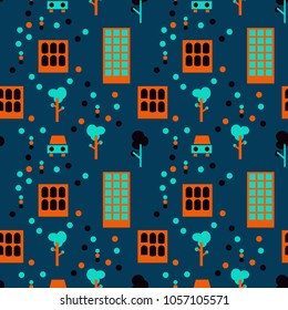 City life seamless pattern. Suitable for screen, print and other media.